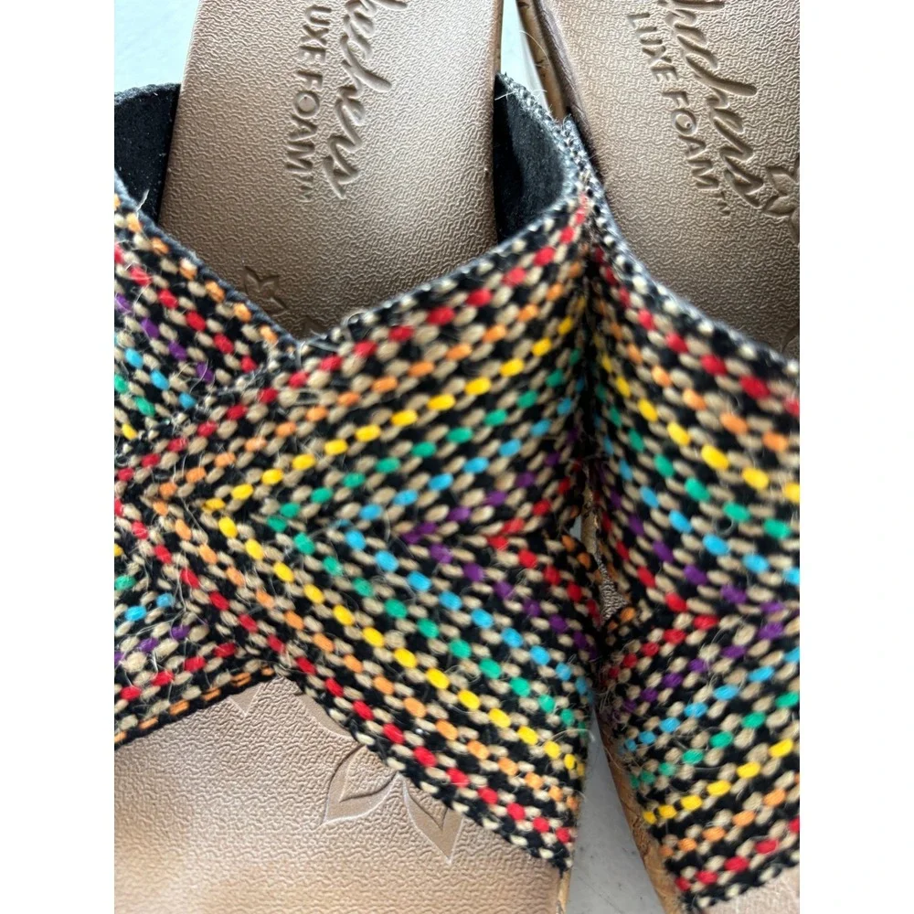 Skechers Luxe Foam Multi Color Woven Wedge Sandals 38554 Womens 7 Cork Platform